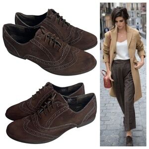 BOC Born Sz 8 Oxford Shoes Flats Loafers Wingtip Brown Suede Preppy Academia